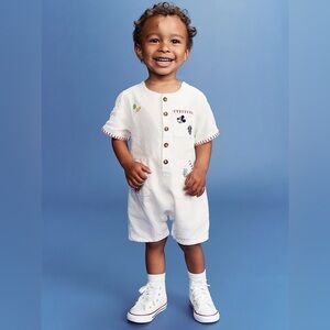 Old Navy + Disney White Button-Up Kids Romper
